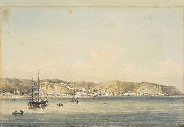 The town of Valparaiso on the coast of Chili, 1798 (watercolour)