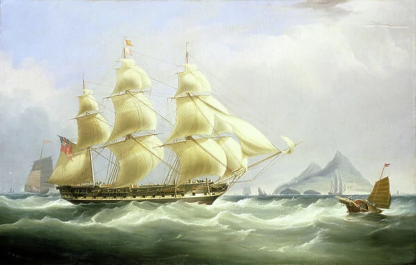 The trading ship Asia, from the East India Company. Oil on canvas, 1836, by William John Huggins (1781-1845)