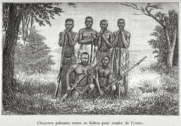 Traditional costume of the Indigenous People of Gabon, illustration from L'