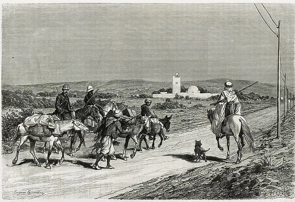 Our trailer is moving. Engraved by Eugene Girardet, to illustrate the story '