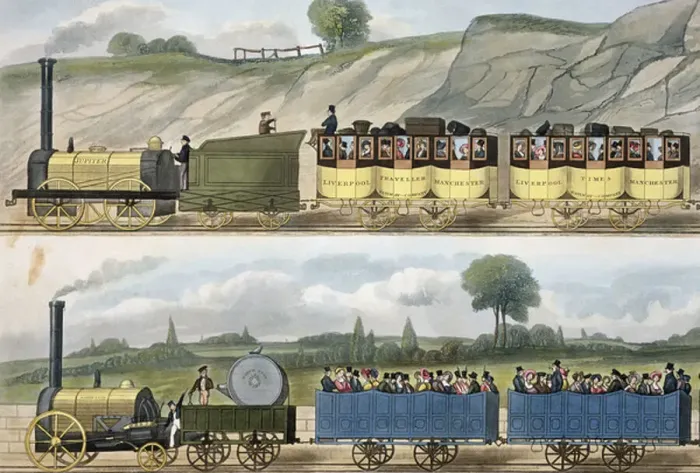 Framed Print : A Train of the First Class (top) and a Train of the Second Class (bottom) from