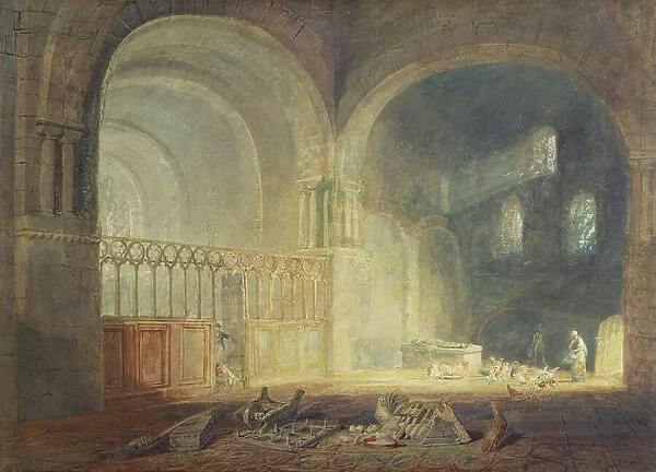 Transept of Ewenny Priory, Glamorganshire, c.1797 (w / c over pencil on paper)