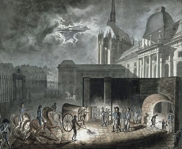 Transferring Prisoners to the Conciergerie, 26th May 1804 (w  /  c on paper)