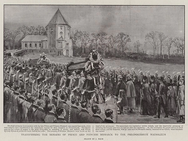 Transferring the Remains of Prince and Princess Bismarck to the Friedrichsruh Mausoleum (litho)