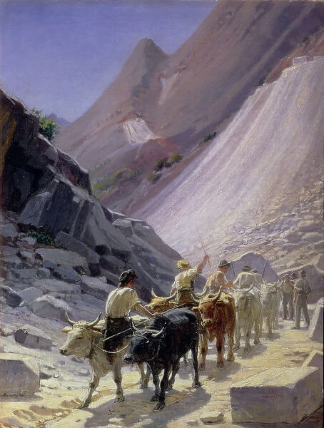 Transporting Marble at Carrara, 1868 (oil on canvas)