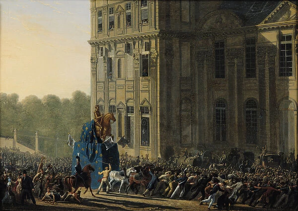 Transporting the Statue of Henri IV (1553-1610) in Front of the Flora Pavilion of