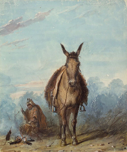 A Trapper in His Solitary Camp, c. 1837 (w  /  c on paper)
