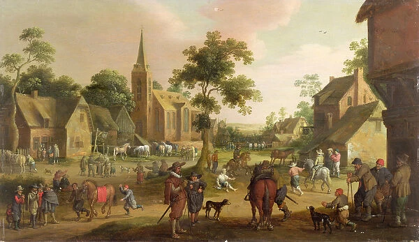 Travellers, Beggars and Horse Copers in a Village, 1633 (oil onpanel)