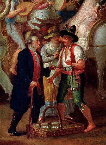 Travelling seller of mozzarellas, 19th century (painting)