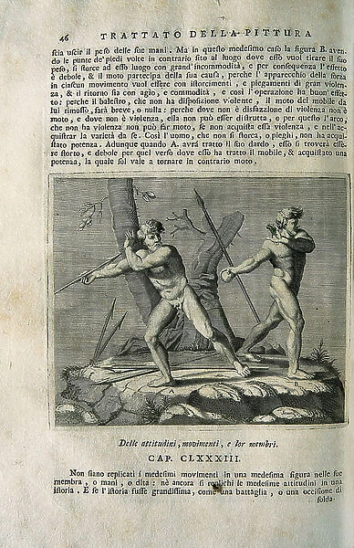 Treatise: study about body movements and attitude, 1733 (engraving)