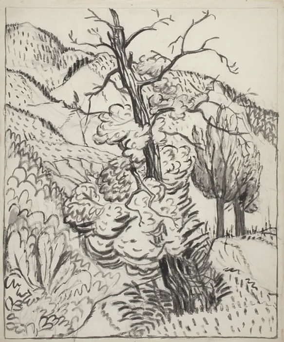 Framed Print : Tree on Mountainside, c.1930 (brush, ink & charcoal on off-white wove paper) Framed Print : Tree on Mountainside, c.1930 (brush, ink & charcoal on off-white wove paper)