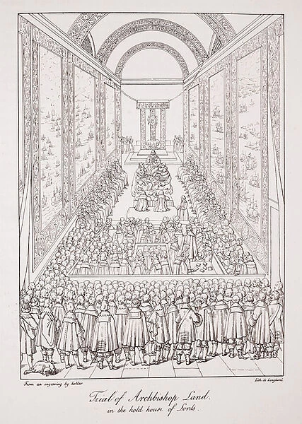Trial of Archbishop Laud in the House of Lords, lithograph by de Langlume (litho)