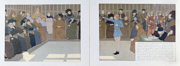 The Trial of Joan of Arc in Rouen Castle in 1431, illustration from Jeanne d