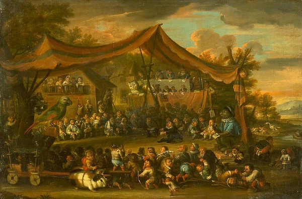 A Trial at Law Among Animals and Pygmies, Unknown (oil on canvas)