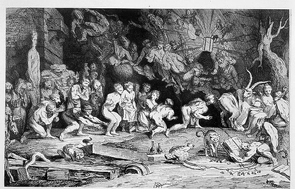 Tribute to the devil (Sabbath scene) - by Caylus d ap. C. Gillot, 18th century