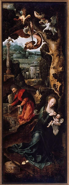 Triptych of the Adoration of the Magi: the rest during the flight to Egypt (Left panel