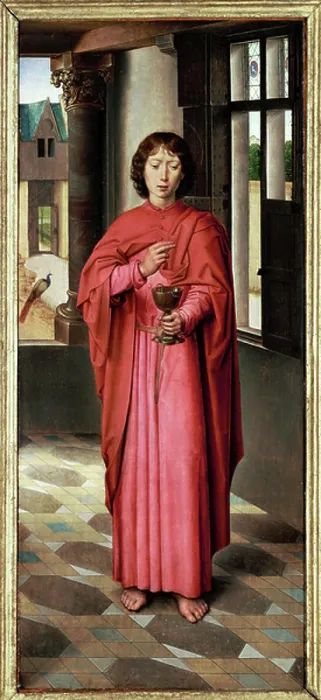 Framed Print : Triptych of John Donne: right shutter, Saint John Evangelist, name-saint of Sir John Donne (oil on oak)