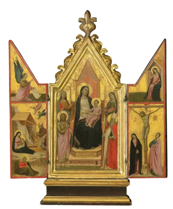 Framed Print : Triptych (tempera on gold ground panel)