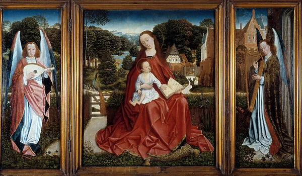 Triptych of the Virgin and Child surrounded by musical angels, c. 1500