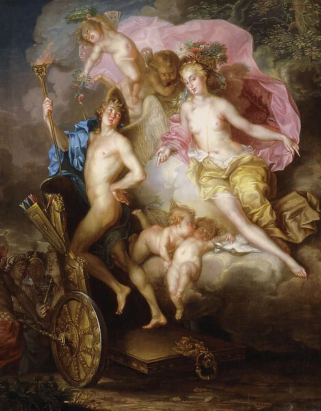 The Triumph of Venus and Cupid with Cupids Chariot, (oil on canvas)