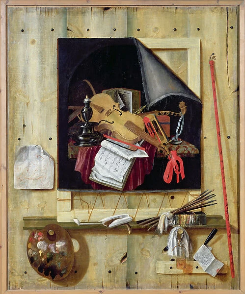 Trompe l Oeil Still Life, 1665 (oil on canvas)
