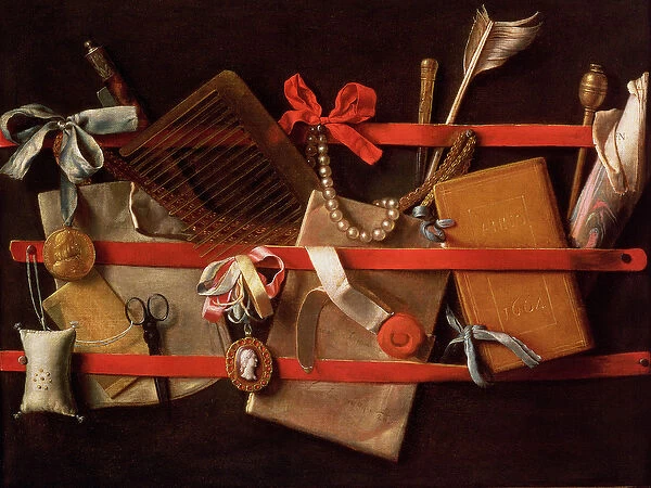 A Trompe L Oeil of Objects Attached to a Letter Rack, 1664 (oil on canvas)