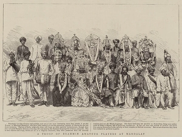 A Troop of Brahmin Amateur Players at Mandalay (engraving)