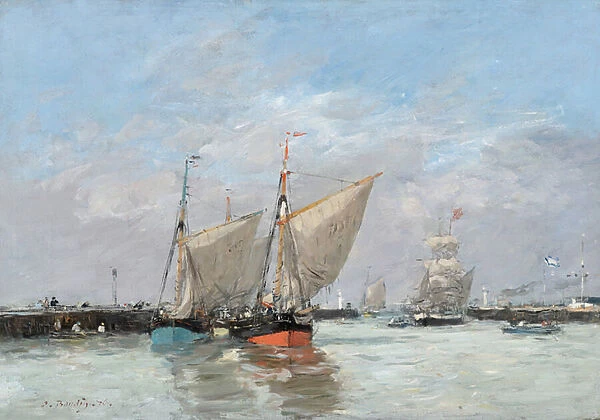 Trouville, The Jetties, High Tide, 1876 (oil on canvas)