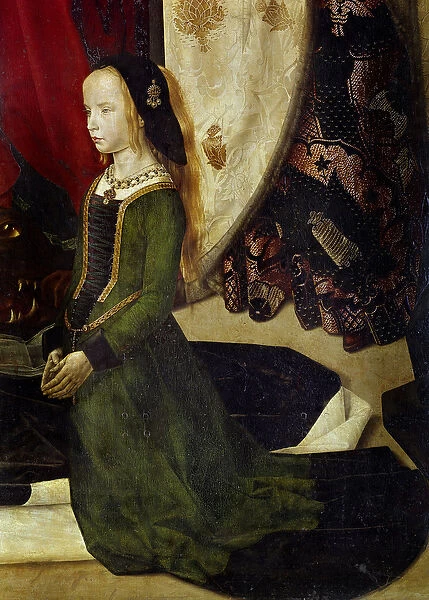Tryptic of Portinari Detail representing a young girl in prayer
