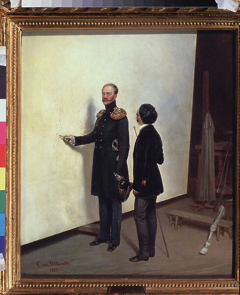 Tsar and Artist. Emperor Nicholas I in the artists atelier, 1883 (oil on canvas)