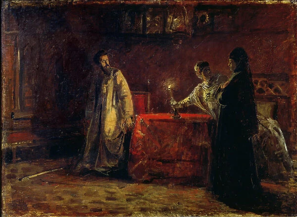 Tsar Boris Godunov (1551-1605) and Tsarina Martha, 1874 (oil on canvas)