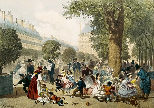 The Tuileries, 1856 (colour litho)