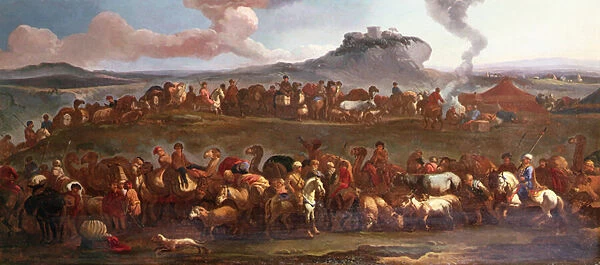 A Turkish Caravan in a Landscape (oil on canvas)