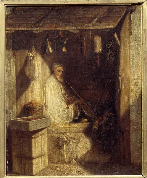 Turkish merchant smoking in his shop Painting by Alexandre Gabriel Decamps (1803-1860