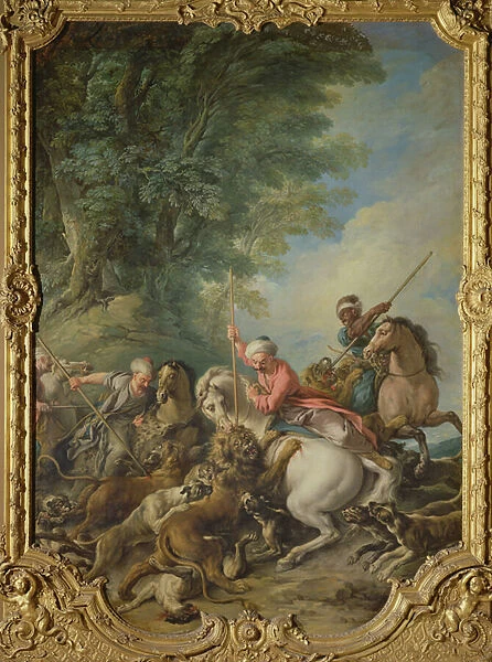 Turks Hunting Lions (oil on canvas)