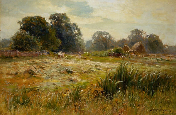 Turning the Hay, near Epping, Essex (oil on board)