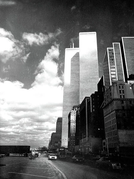 Twin Towers, World Trade Center, New York (b  /  w photo)