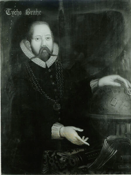 Tycho Brahe (1546-1601) (oil on canvas) (b&w photo)
