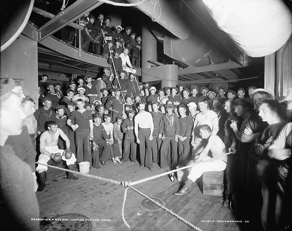 U. S. S. Oregon, waiting for the gong, 1896-1901 (b  /  w photo)