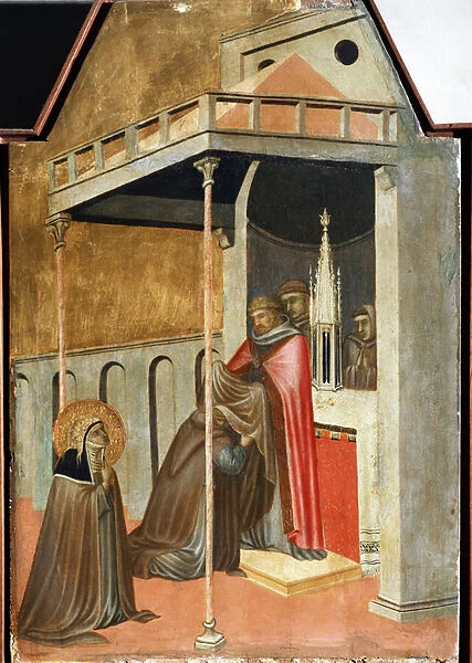 Ugolotti tooks the monastic habit (detail of the polyptych life of Saint Humility
