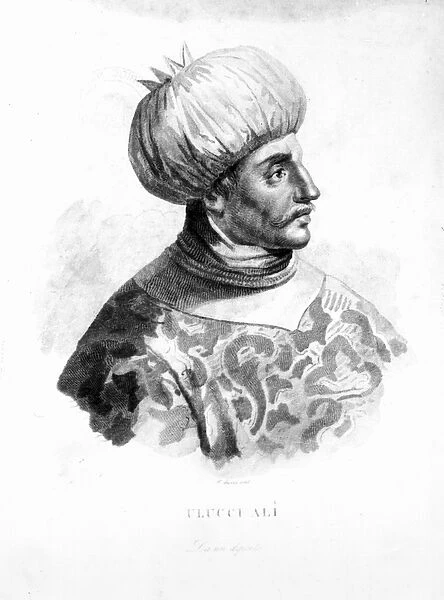 Ulucci Ali (d. 1587) the Turkish Pirate (engraving) (b  /  w photo)