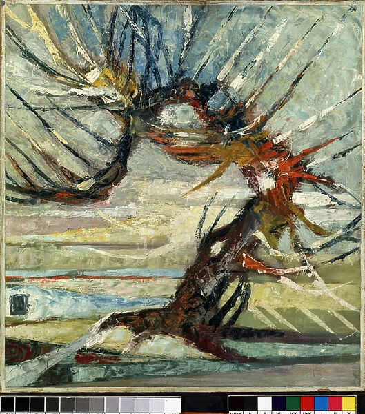 'Un arbre'(A tree) Peinture d Otto Mueller (1874-1930) (expressionnisme) Huile sur toile. Musee des Beaux Arts de Mikalojus Konstantinas Ciurlionis, Kaunas, Lituanie