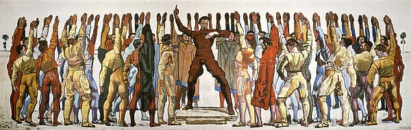 Unanimity (The oath). Second version by Hodler, Ferdinand (1853-1918). Oil on canvas, 1912-1913, Dimension : 329x1000. Kunsthaus Zuerich