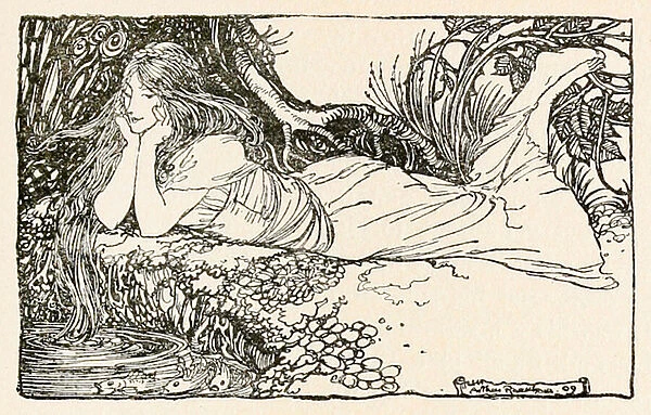 Undine gazing in to the water, from Undine, 1913