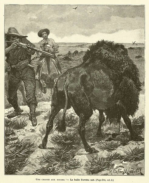 Une Chasse Aux Bisons (engraving)