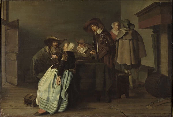 Une conversation - A Conversation, by Codde, Pieter (1599-1678). Oil on canvas, 1628