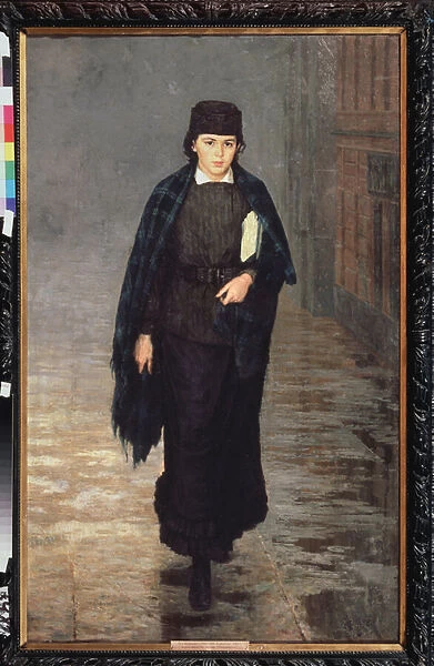 Une etudiante (A Girl Student) - Peinture de Nikolai Alexandrovich Yaroshenko (Yarochenko) (1846-1898), huile sur toile, 1883, art russe 19e siecle - Regional Art Museum, Kalouga (Russie)