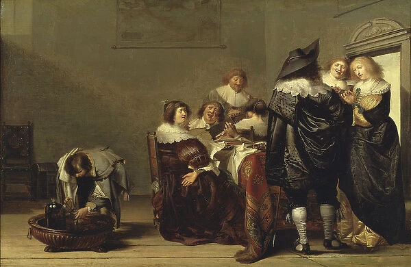 Une fete musicale - A Musical Party, by Codde, Pieter (1599-1678). Oil on wood