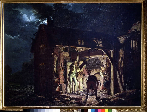 Une forge (A forge). Peinture de Joseph Wright of Derby (1734-1797). Huile sur toile, 105 x 140 cm, 1773. Art anglais du 18e siecle. Musee de l ermitage, Saint Petersbourg
