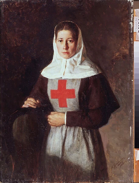 Une infirmiere (A Nurse) - Peinture de Nikolai Alexandrovich Yaroshenko (Yarochenko) (1846-1898), huile sur carton, 1886, art russe, 19e siecle - State Art Museum, Ivanovo (Russie)